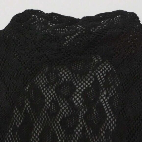 Black Leopard Pattern Long-Sleeve Full Body Fishnet Bodysuit - Picture 8 of 10